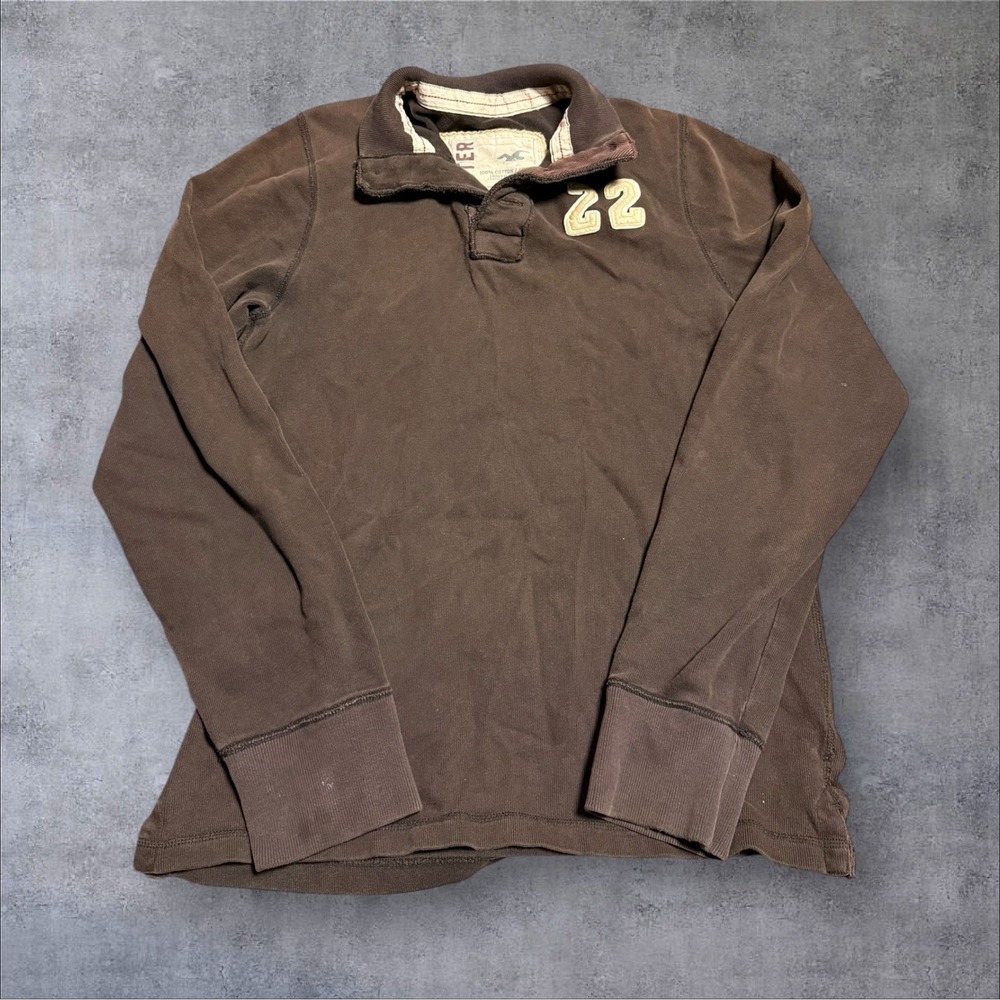 Vintage Y2K Hollister Mock Neck Long‎ Sleeve Shirt Sweater Xl Brown